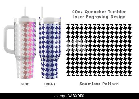 Nahtlose Lasergravur für 40-ml-Becher. Abstraktes, kachelbares Muster. Volle Becherfolie. Vektorabbildung. Stock Vektor