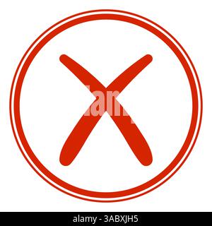 Rotes Kreuz im Kreis-, Fehler- oder Abbruchsymbol Stock Vektor