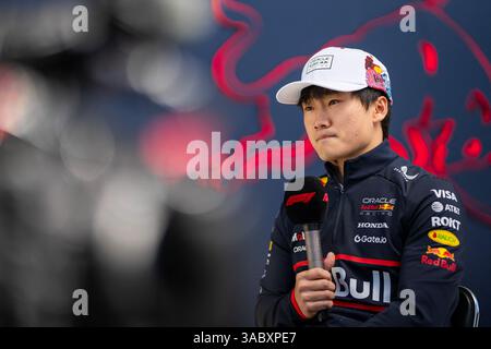 YUKI TSUNODA (JAP) von Oracle Redbull Racing #22 während des FORMEL 1 LENOVO JAPANESE GRAND PRIX 2025 MEDIA DAY auf dem Suzuka International Circuit, Suzuka, Japan am 3. April 2025. Foto: Antoine Lapeyre/ABACAPRESS Stockfoto
