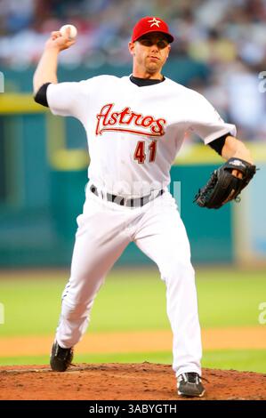 12. April 2008 - Houston, Texas, USA - der Astros Pitcher BRANDON BACKE gewann die Astros mit fünf Innings. Die Houston Astros versperrten die Florida Marlins 5-0 im Minute Maid Park. (Kreditbild: © Margaret Bowles/Cal Sport Media/ZUMA Press) Stockfoto
