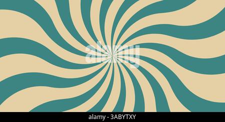 Abstraktes, blaues und beigefarbenes Retro-Banner mit optischem Illusionseffekt Stock Vektor