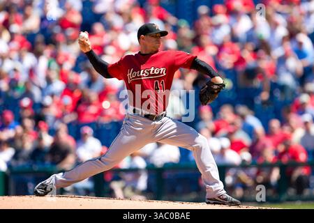 17. April 2008 - Philadelphia, Pennsylvania, USA - Houston Astros Starthörer BRANDON BACKE #41 wirft während eines Spiels gegen die Philadelphia Phillies im Citizens Bank Park in Philadelphia, Pennsylvania, ein Feld. Phillies kümmerte sich um die Astros und gewann mit 10:2. (Bild: © Chris Szagola/Cal Sport Media/ZUMA Press) Stockfoto
