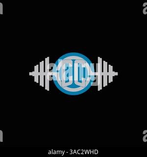 Anfängliches CC-Logo-Design mit geometrischer Kurzhantel und Kreislinien-Symbol-Vektorgrafik Stock Vektor