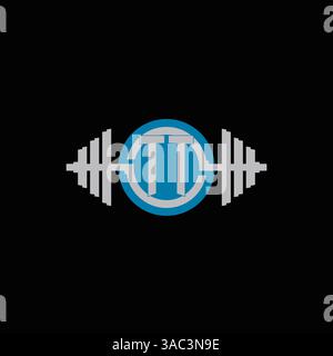 Ursprüngliches TT-Logo-Design mit geometrischer Kurzhantel und Kreislinien-Symbol-Vektorgrafik Stock Vektor