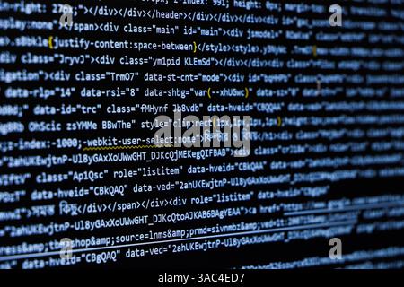 Programmierbildschirm, Codierungsbildschirm für Webentwickler Stockfoto