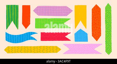 Papiernotizaufkleber in verschiedenen Formen und Stilen. Stock Vektor