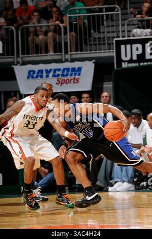 20. Februar 2008 - Coral Gables, FL... Gerald Henderson #15 von der Duke University in Aktion gegen die Miami Hurricanes im Bank United Center in Coral Gables, Florida... JC Ridley/CSM (Credit Image: © Cal Sport Media/ZUMA Press) Stockfoto