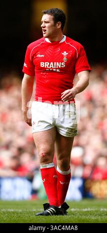 23. Februar 2008: Cardiff, Vereinigtes Königreich - MARK JONES of Wales während des RBS 6 Nations Spiels zwischen Wales und Italien im Millennium Stadium in Cardiff, Wales. (Kreditbild: © Simon Bellis/Cal Sport Media/ZUMA Press) Stockfoto