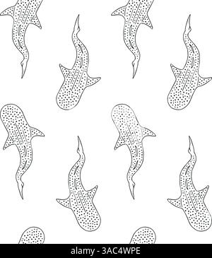 Vektor-nahtloses Muster des umlaufenden Walhais Stock Vektor