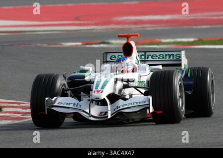 Jenson Button (GBR) Honda RA108 ..Formel-1-Tests, Tag 2, Barcelona, Spanien, 26. Februar 2008 Stockfoto