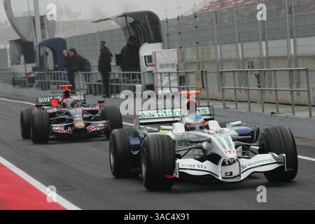 Jenson Button (GBR) Honda RA108 ..Formel-1-Tests, Tag 2, Barcelona, Spanien, 26. Februar 2008 Stockfoto