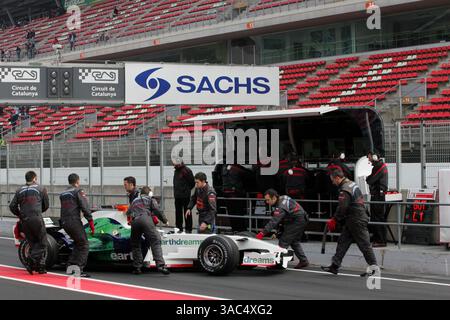 Jenson Button (GBR) Honda RA108 ..Formel-1-Tests, Tag 2, Barcelona, Spanien, 26. Februar 2008 Stockfoto
