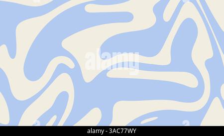 Abstraktes flüssiges Wellenmuster. Funkiger Retro-Hintergrund in groovigem Stil Stock Vektor