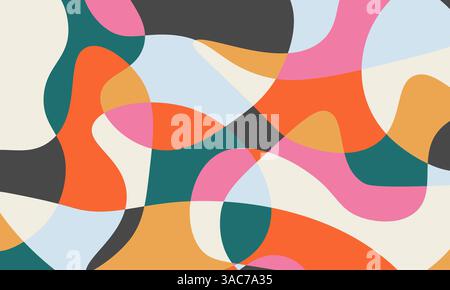Lustiger farbenfroher abstrakter Hintergrund im Doodle-Stil. Einfaches, verspieltes Design mit handgezeichneten, flüssigen Formen Stock Vektor