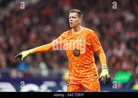 Madrid, Spanien. April 2025. Wojciech Szczesny (Barcelona) Fußball/Fußball : spanisches Halbfinalspiel Copa del Rey Mapfre 2. Legspiel zwischen Club Atletico de Madrid 0-1 FC Barcelona im Estadio Riyadh Air Metropolitano in Madrid, Spanien. Quelle: Mutsu Kawamori/AFLO/Alamy Live News Stockfoto
