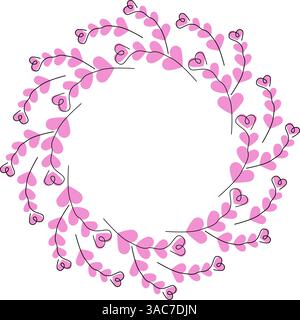 Herzform Zweige Kreisrahmen Rand Happy Valentinstag Gruß Kopierraum Vorlage Idee. Isolierte Vektor-Illustration thematische Grußeinladungskarten, Poster oder Web-Promo-Banner, Faltblatt Stock Vektor