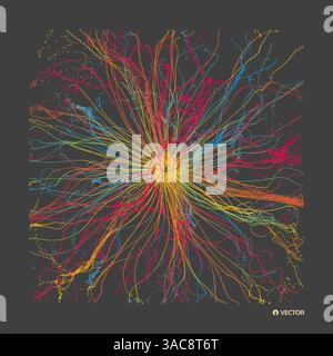 Abstrakte Wissenschaft oder Technologie Hintergrund. Array mit dynamischen Partikeln. Vector Illustration. Stock Vektor