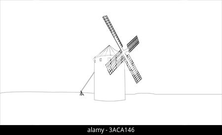 Abbildung einer einzigen Windmühle Stockfoto