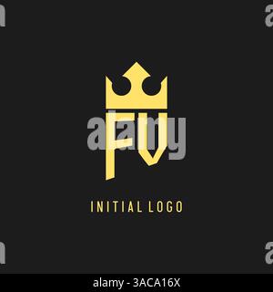Monogramm FV-Logo-Schildkröte, elegante und luxuriöse Vektorgrafik im ersten Logostil Stock Vektor