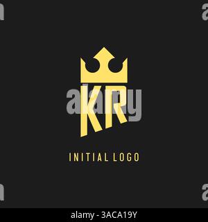 Monogramm KR-Logo-Schild Kronenform, elegante und luxuriöse Vektorgrafik im ersten Logostil Stock Vektor