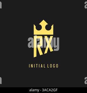 Monogramm-RX-Logo-Schildform, elegante und luxuriöse Vektorgrafik im ersten Logostil Stock Vektor