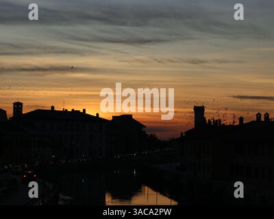 Sonnenuntergang über den Kanälen von Venedig Stockfoto