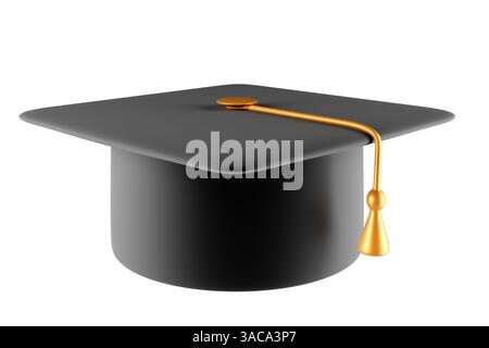 Die Abschlusskappe symbolisiert akademische Leistungen und Feiern. 3D-Rendering Stockfoto