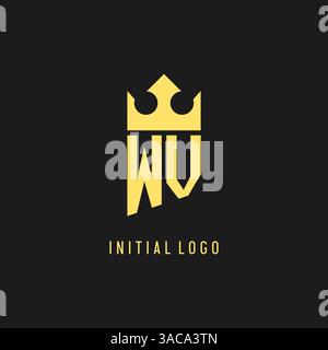 Monogramm WV-Logo-Schild Kronenform, elegante und luxuriöse Vektorgrafik im ersten Logostil Stock Vektor