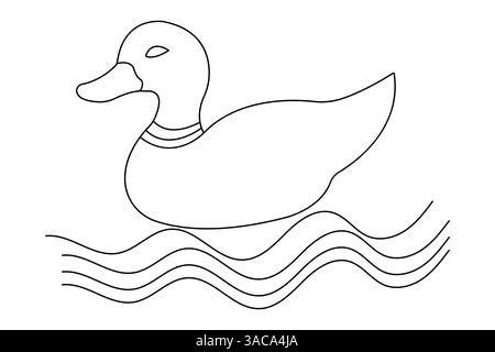 Ducken Sie sich eine Linie Zeichnung des minimalistischen Vektorsymbols mit schwarzem und weißem Hintergrund Stock Vektor