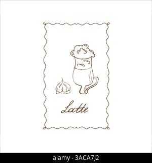 Poster-Konzept zur Kaffeezeit. Kartendesign für Kaffeepartys. Handgezeichnete Doodle-Illustration mit Tassen und Süßigkeiten. Stock Vektor
