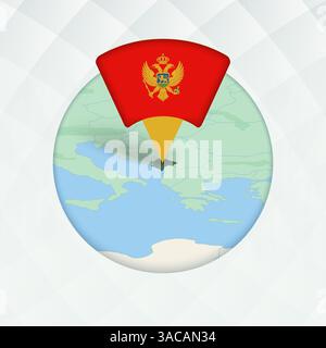 Montenegro Karte mit Flaggenmarkierung hervorgehoben. Flaggenzeiger auf geografischer Karte. Stock Vektor