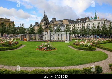 Kopenhagen, Dänemark. Ritter auf Pferd Statue Stockfoto