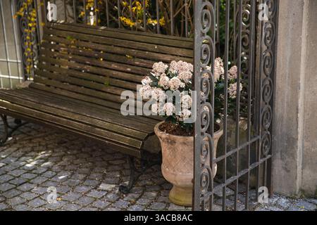 Frühling in europa. Augsburg, Bayern. Deutsche Straße Stockfoto