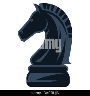Schwarzes Ritter Schach Symbol Vektor Design. Einfache und klassische Pferdeform, isoliert auf weißem Hintergrund. Stock Vektor