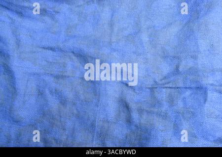 Nahaufnahme Des Texturhintergrunds Des Blauen Leinenhemdes Stockfoto