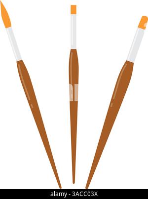 Realistisches Künstlerpinselset. Pinsel Mit Verschiedenen Formen. Abbildung Des Materialvektors. Stock Vektor