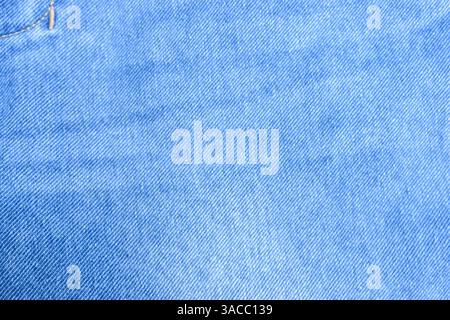 Blauer Denim-Jeansstoff Textur Nahaufnahme Hintergrund Stockfoto