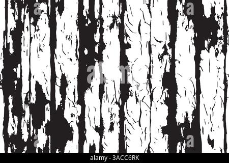 Schwarz-weißer Vintage-Grunge-futuristischer Hintergrund. Geeignet zur Erstellung einzigartiger Overlay-Texturen mit dem Effekt von Kratzern, Brüchen. Stock Vektor
