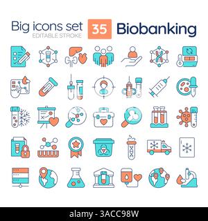 Farbsymbole für Biobanking-Linien Stock Vektor