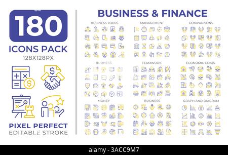 Zwei farbige Symbole für Business und Finance setzen die Sammlung Stock Vektor