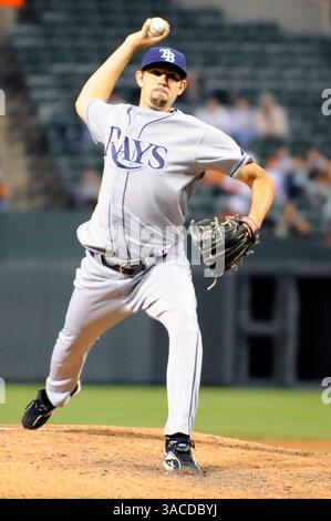 29. April 2008 - Baltimore, Maryland, USA - JASON HAMMEL #49, der Pitcher für die Tampa Bay Rays während eines Spiels gegen die Heimatstadt Baltimore Orioles im Oriole Park in Camden Yards in Baltimore, Maryland, startet. Die Orioles siegten mit 7:4. (Kreditbild: © Joy R Absalon/Cal Sport Media/ZUMA Press) Stockfoto