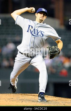 29. April 2008 - Baltimore, Maryland, USA - JASON HAMMEL #49, der Pitcher für die Tampa Bay Rays während eines Spiels gegen die Heimatstadt Baltimore Orioles im Oriole Park in Camden Yards in Baltimore, Maryland, startet. Die Orioles siegten mit 7:4. (Kreditbild: © Joy R Absalon/Cal Sport Media/ZUMA Press) Stockfoto