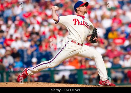 4. Mai 2008: Philadelphia, Pennsylvania, USA - BRAD LIDGE #54 von Philadelphia Phillies wirft während des Spiels zwischen den San Francisco Giants und den Philadelphia Phillies im Citizens Bank Park in Philadelphia einen Platz. Die Phillies schlugen die Giants mit 6:5. (Bild: © Chris Szagola/Cal Sport Media/ZUMA Press) Stockfoto