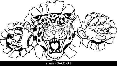 Jaguar Leopard Cheetah Panther Baseball Maskottchen Stock Vektor