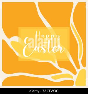 Ostern und Frühling Grußkarte Vorlage. Trendiges Design mit Typografie und handgezeichneter Blume. Vorlage für Werbeaktion, Grußkarte, Flyer Stock Vektor