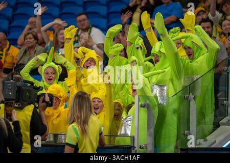 Sydney, Australien. April 2025. Sydney, Australien, 4. April 2025: Fans Australiens während des internationalen Freundschaftsspiels zwischen Australien und Korea Republic im Allianz Stadium in Sydney, Australien. (NOE Llamas/SPP) Credit: SPP Sport Press Photo. /Alamy Live News Stockfoto