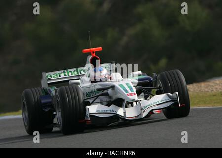 Jenson Button (GBR) Honda RA108 ..Formel-1-Tests, Tag drei, Jerez, Spanien, 14. Februar 2008 Stockfoto