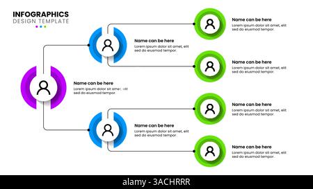 Infografik-Vorlage. Geschäftshierarchie mit 3 Ebenen. Kann für Workflow-Layout, Diagramm, Banner und Webdesign verwendet werden. Vektorabbildung Stock Vektor