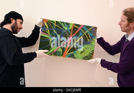 Höhepunkte in den Phillips London Galleries am Berkeley Square vor der Auktion New Now , Modern & Comtemporary Art am 10. April 2025 ... Stockfoto