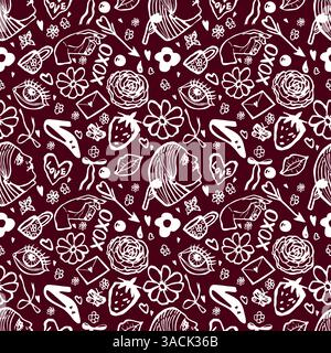 Nahtloses Muster mit handgezeichneten Doodle-Elementen Stock Vektor